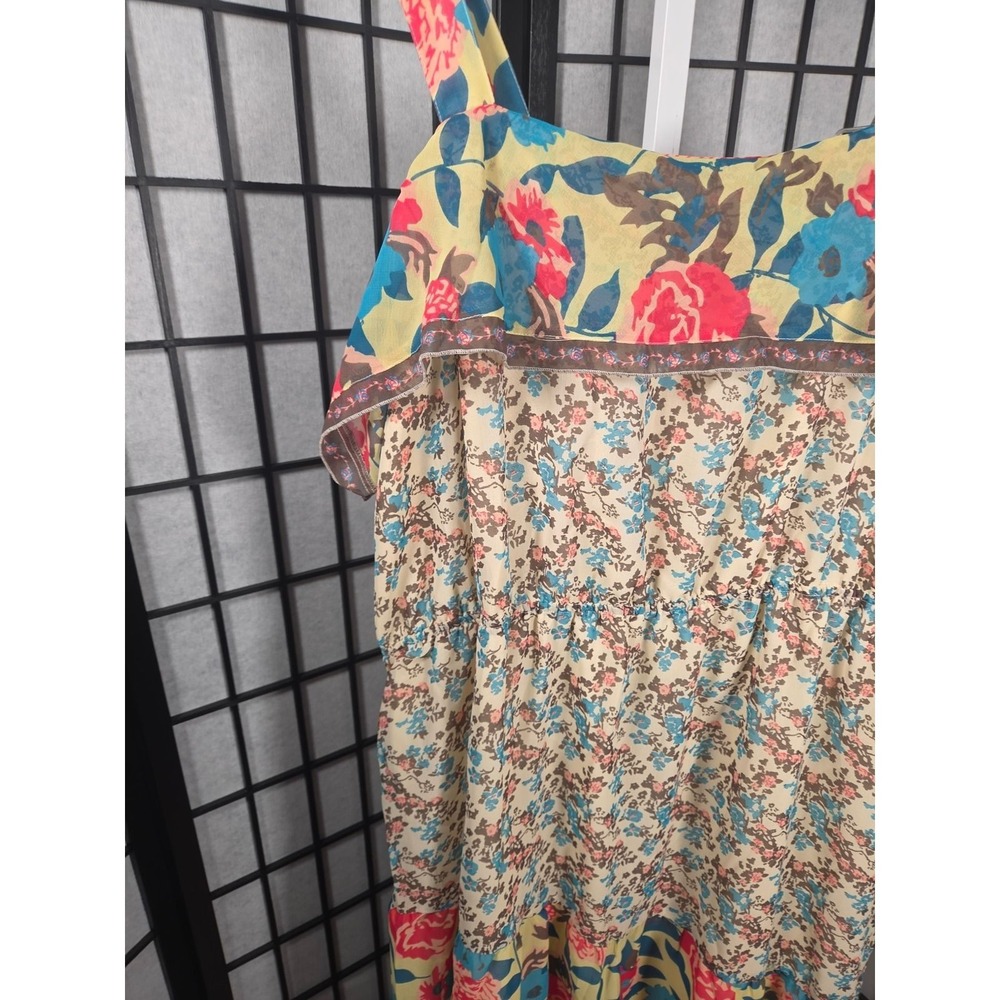 Denim 24/7 Floral Patchwork Boho Tiered Maxi Dress 32W Women - Picture 2 of 5